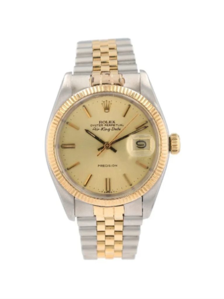 Rolex AirKingDate 5701 36mm Champagne Index Dial Bezel Jubilee Band